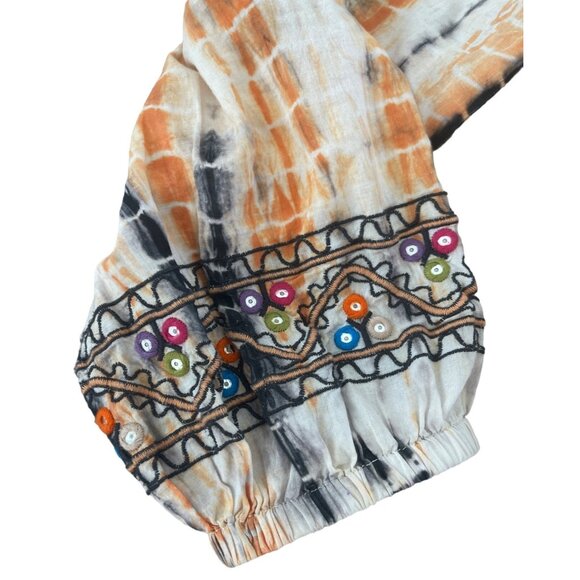 Desigual Ambar Boatneck Blouse Off Shoulder Smock Embroidered Boho L Boho $132 - Picture 12 of 14